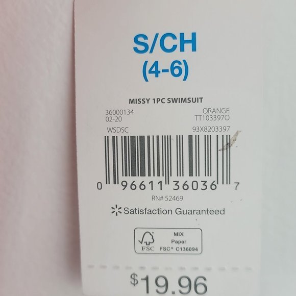 NWT Time & Tru Small 4/6 Orange One Piece Swimsuit Bathing Suit Waist Slimming - Picture 5 of 6